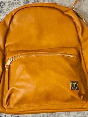 Pink Cove vegan leather backpack. Camel/mustard